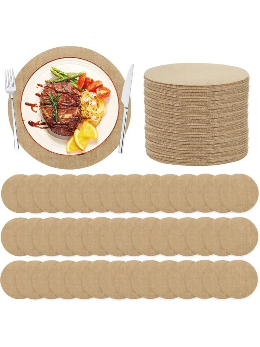 120 PCS Round Jute Placemats | 11.8